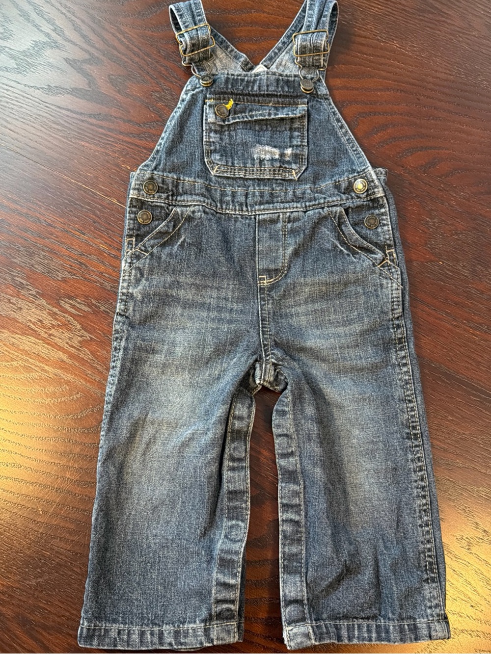 Genuine Kids - OshKosh Denim Overalls Unisex Toddler 18M Snap Inseam Jean Bibs